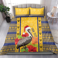Personalized Barbados Christmas Bedding Set Bajan Xmas Brown Pelican Santa - Wonder Print Shop