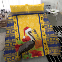 Personalized Barbados Christmas Bedding Set Bajan Xmas Brown Pelican Santa - Wonder Print Shop