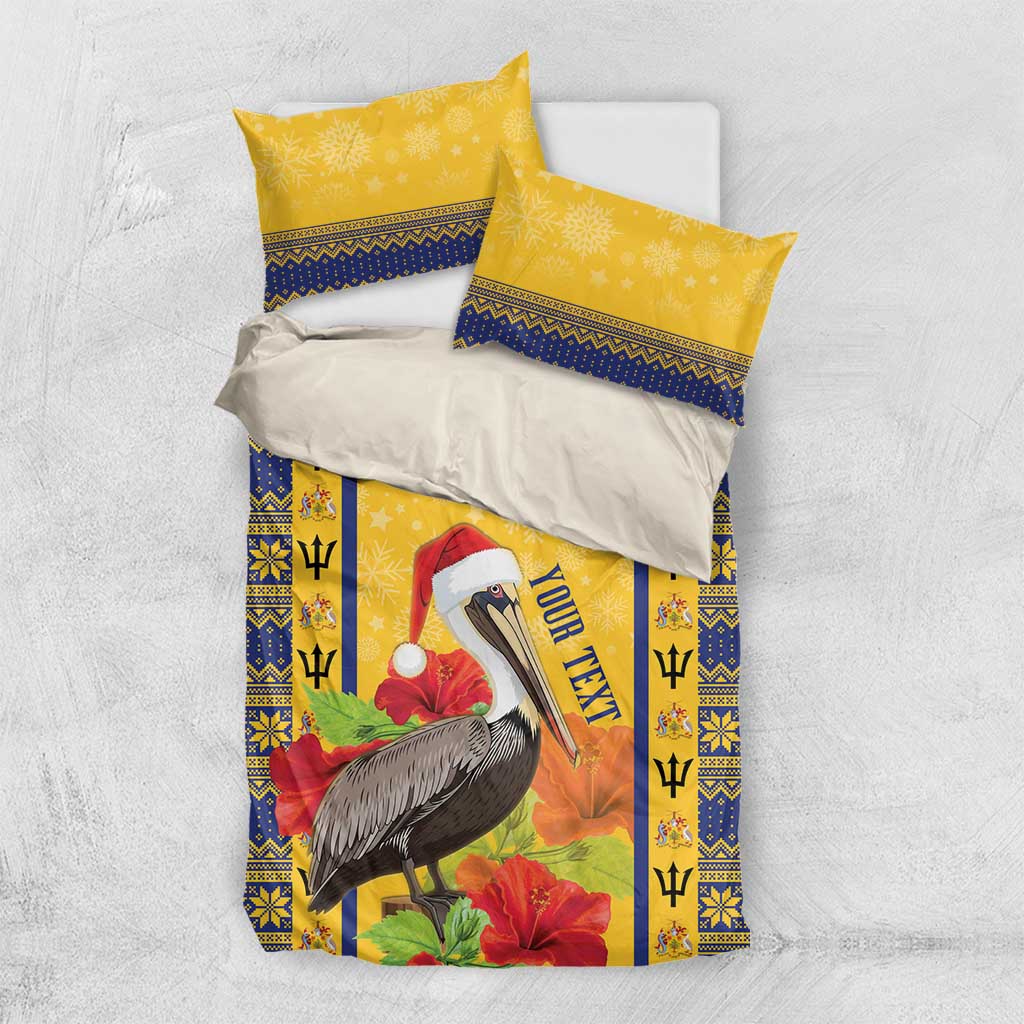Personalized Barbados Christmas Bedding Set Bajan Xmas Brown Pelican Santa - Wonder Print Shop