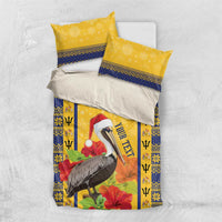Personalized Barbados Christmas Bedding Set Bajan Xmas Brown Pelican Santa - Wonder Print Shop