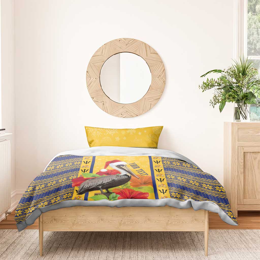 Personalized Barbados Christmas Bedding Set Bajan Xmas Brown Pelican Santa - Wonder Print Shop