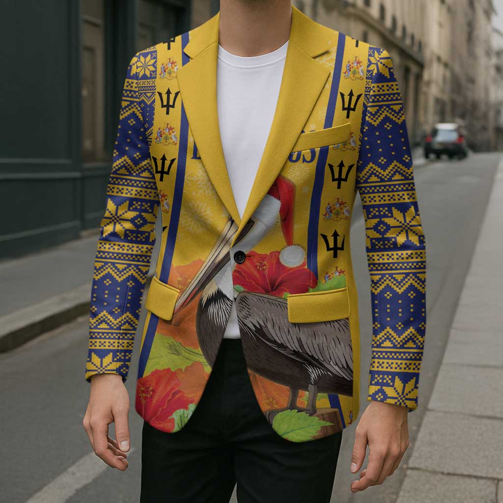 Personalized Barbados Christmas Blazer Bajan Xmas Brown Pelican Santa - Wonder Print Shop