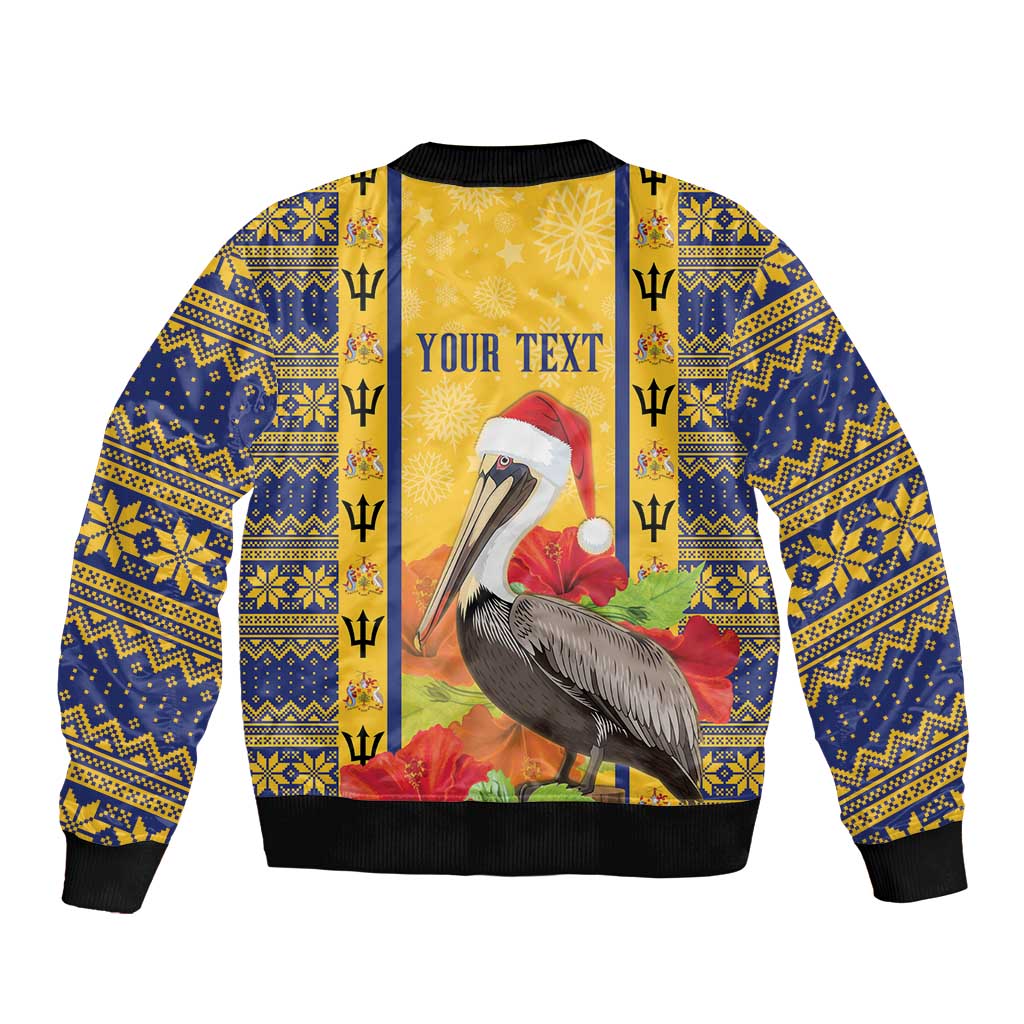 Personalized Barbados Christmas Bomber Jacket Bajan Xmas Brown Pelican Santa - Wonder Print Shop