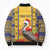 Personalized Barbados Christmas Bomber Puffer Jacket Bajan Xmas Brown Pelican Santa - Wonder Print Shop