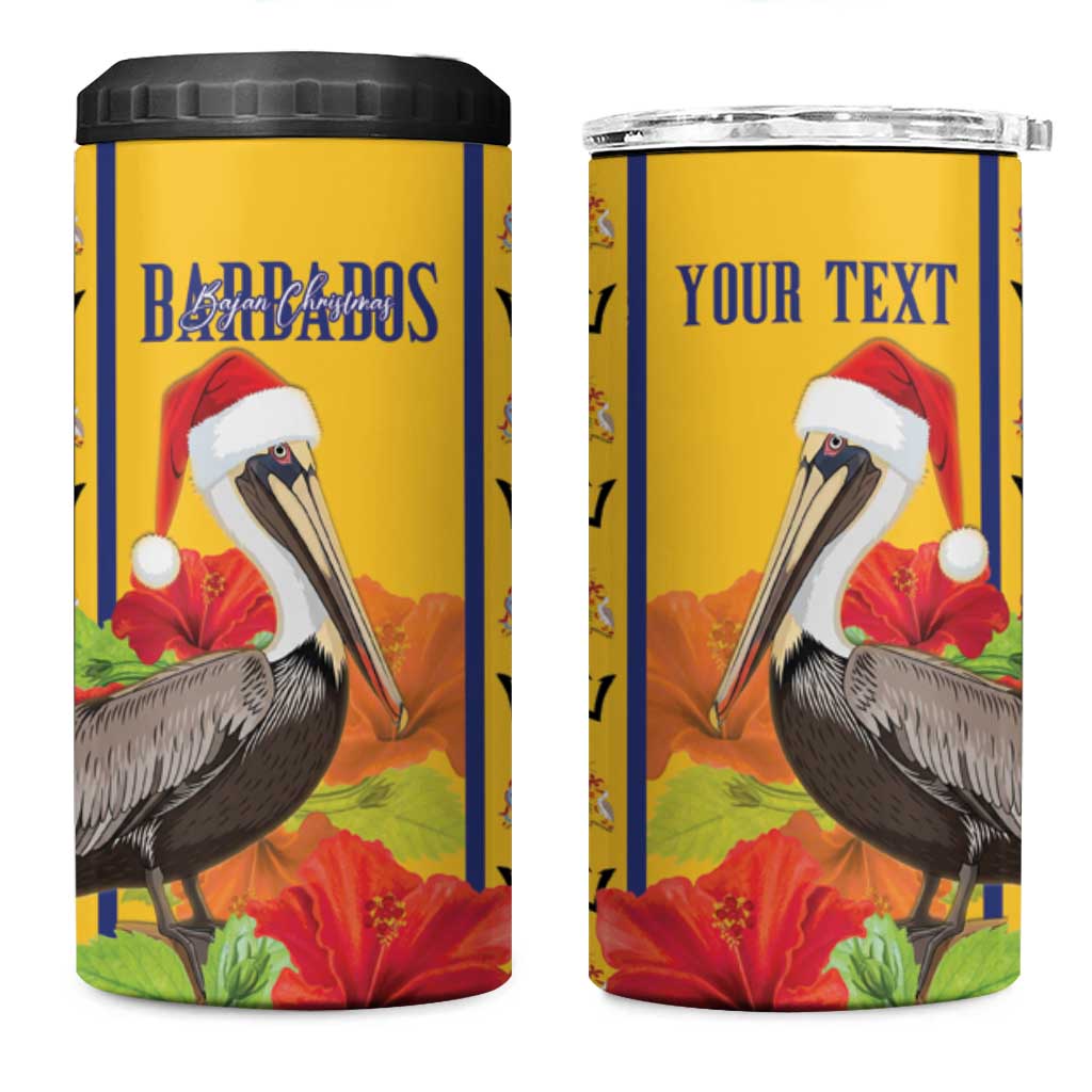 Personalized Barbados Christmas 4 in 1 Can Cooler Tumbler Bajan Xmas Brown Pelican Santa - Wonder Print Shop