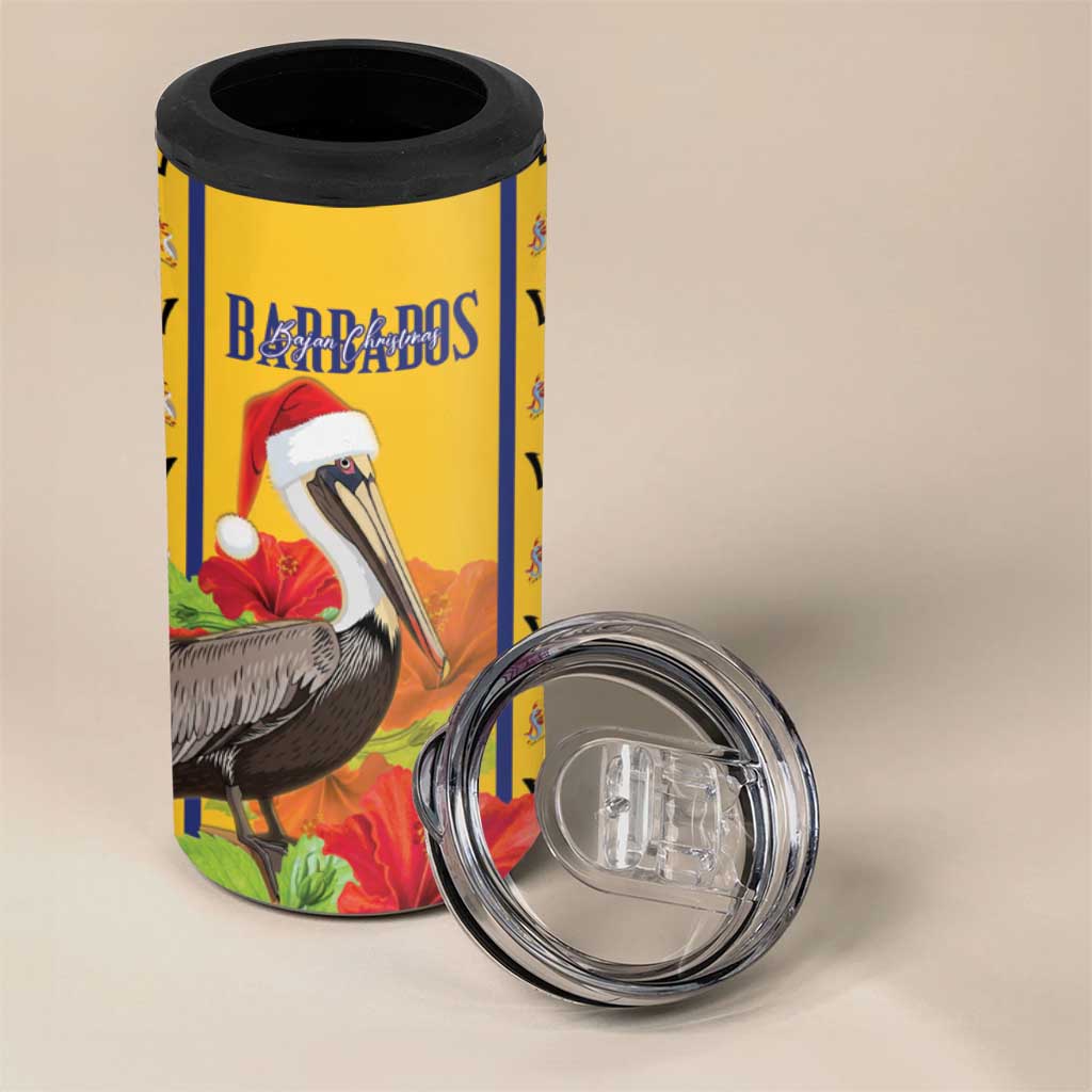 Personalized Barbados Christmas 4 in 1 Can Cooler Tumbler Bajan Xmas Brown Pelican Santa - Wonder Print Shop