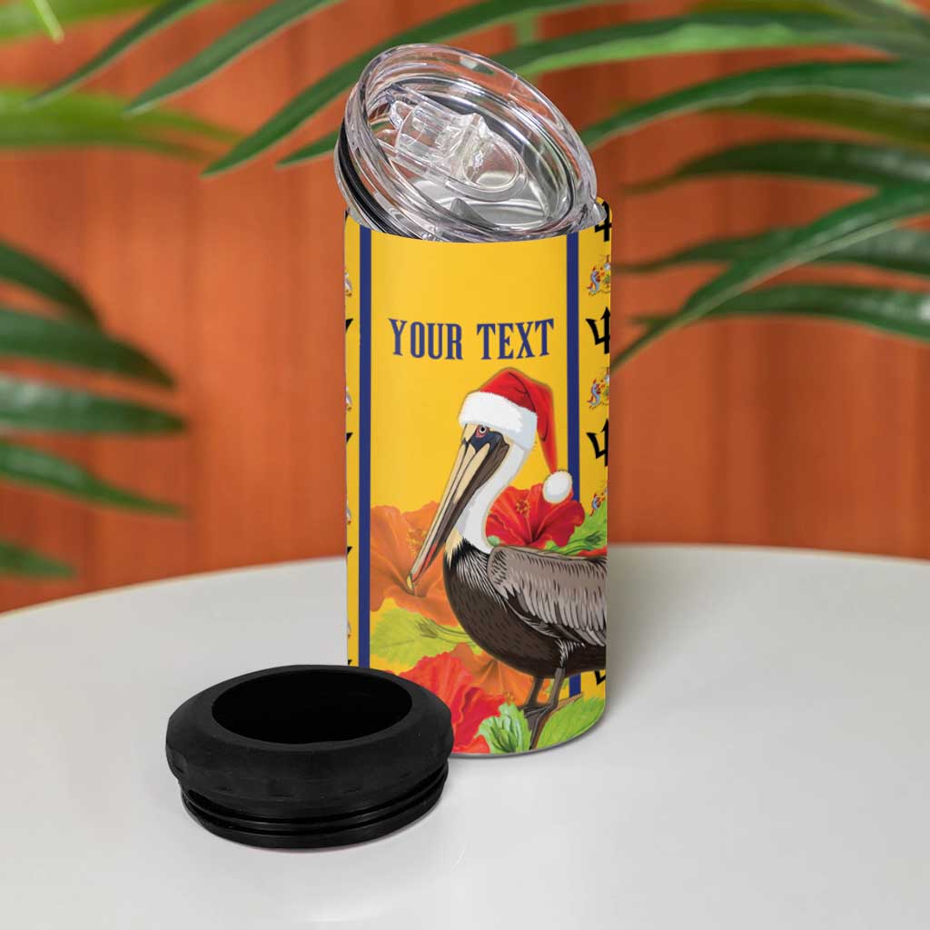 Personalized Barbados Christmas 4 in 1 Can Cooler Tumbler Bajan Xmas Brown Pelican Santa - Wonder Print Shop