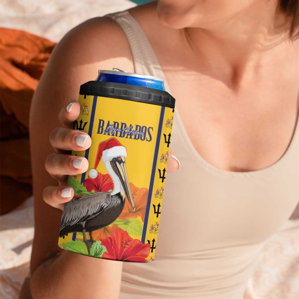 Personalized Barbados Christmas 4 in 1 Can Cooler Tumbler Bajan Xmas Brown Pelican Santa - Wonder Print Shop