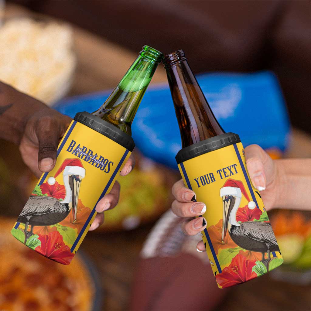 Personalized Barbados Christmas 4 in 1 Can Cooler Tumbler Bajan Xmas Brown Pelican Santa - Wonder Print Shop
