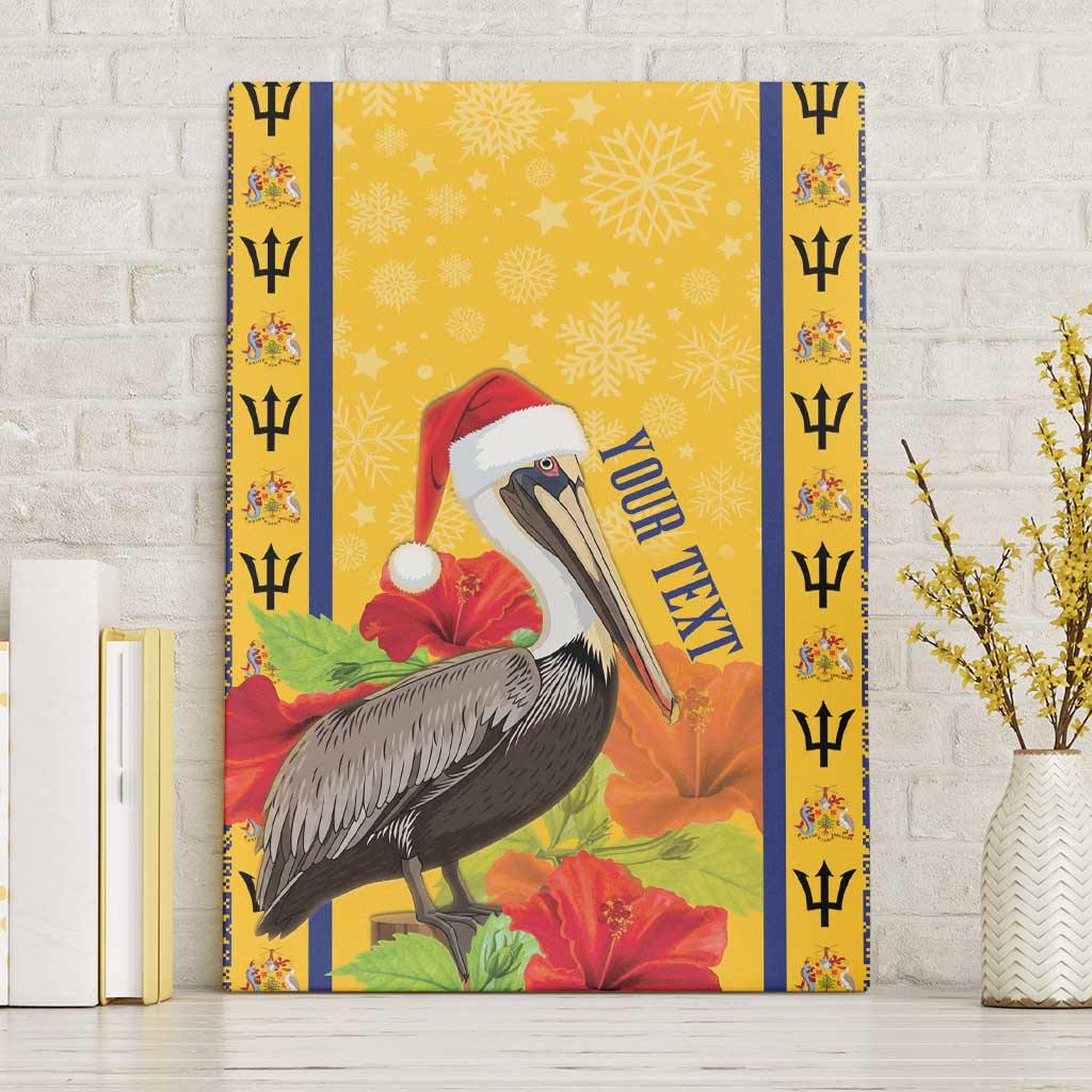 Personalized Barbados Christmas Canvas Wall Art Bajan Xmas Brown Pelican Santa - Wonder Print Shop