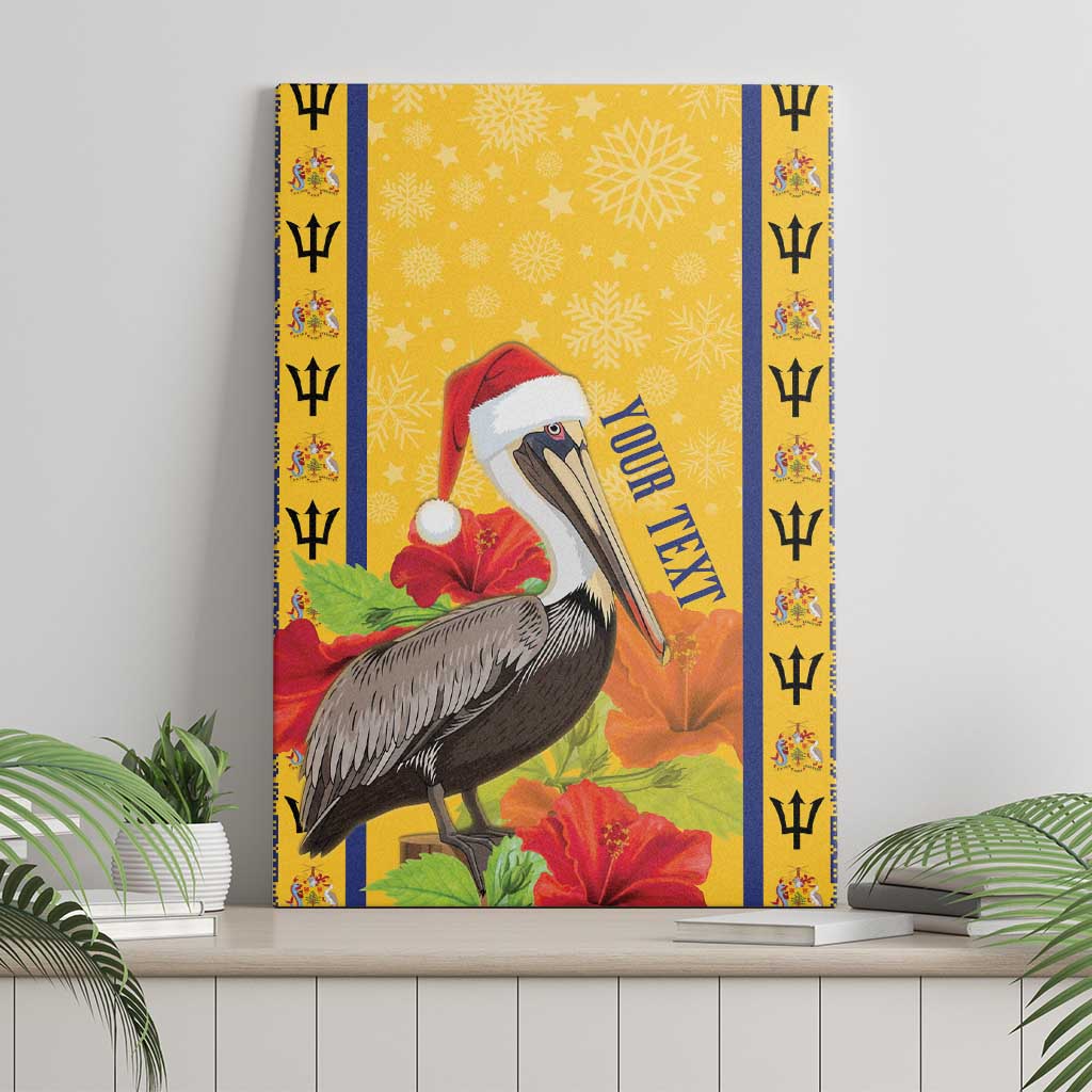 Personalized Barbados Christmas Canvas Wall Art Bajan Xmas Brown Pelican Santa - Wonder Print Shop