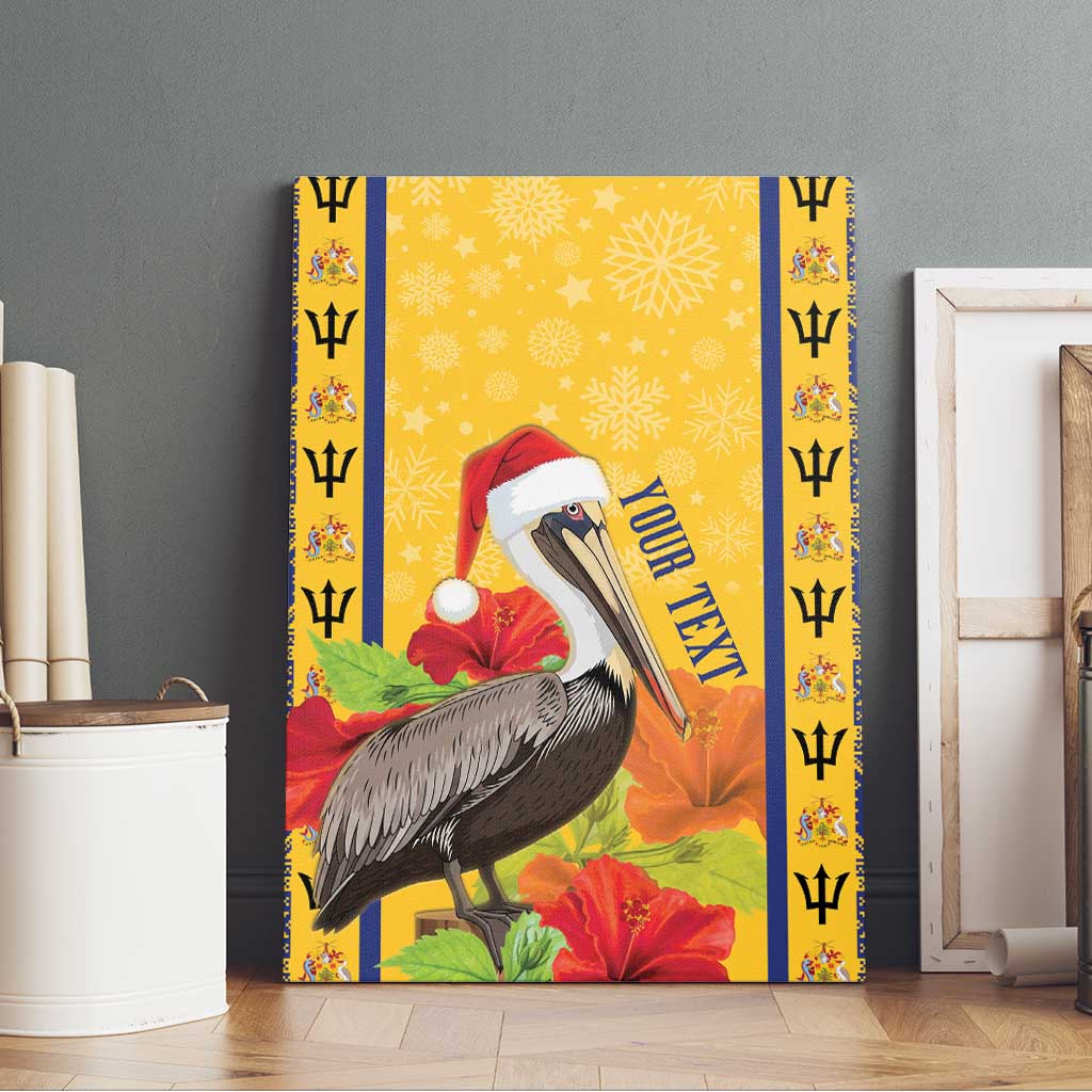 Personalized Barbados Christmas Canvas Wall Art Bajan Xmas Brown Pelican Santa - Wonder Print Shop