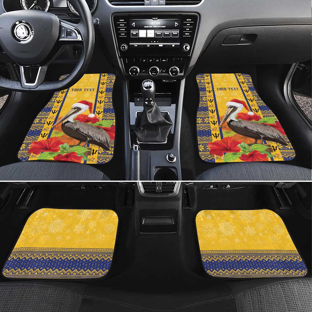 Personalized Barbados Christmas Car Mats Bajan Xmas Brown Pelican Santa - Wonder Print Shop