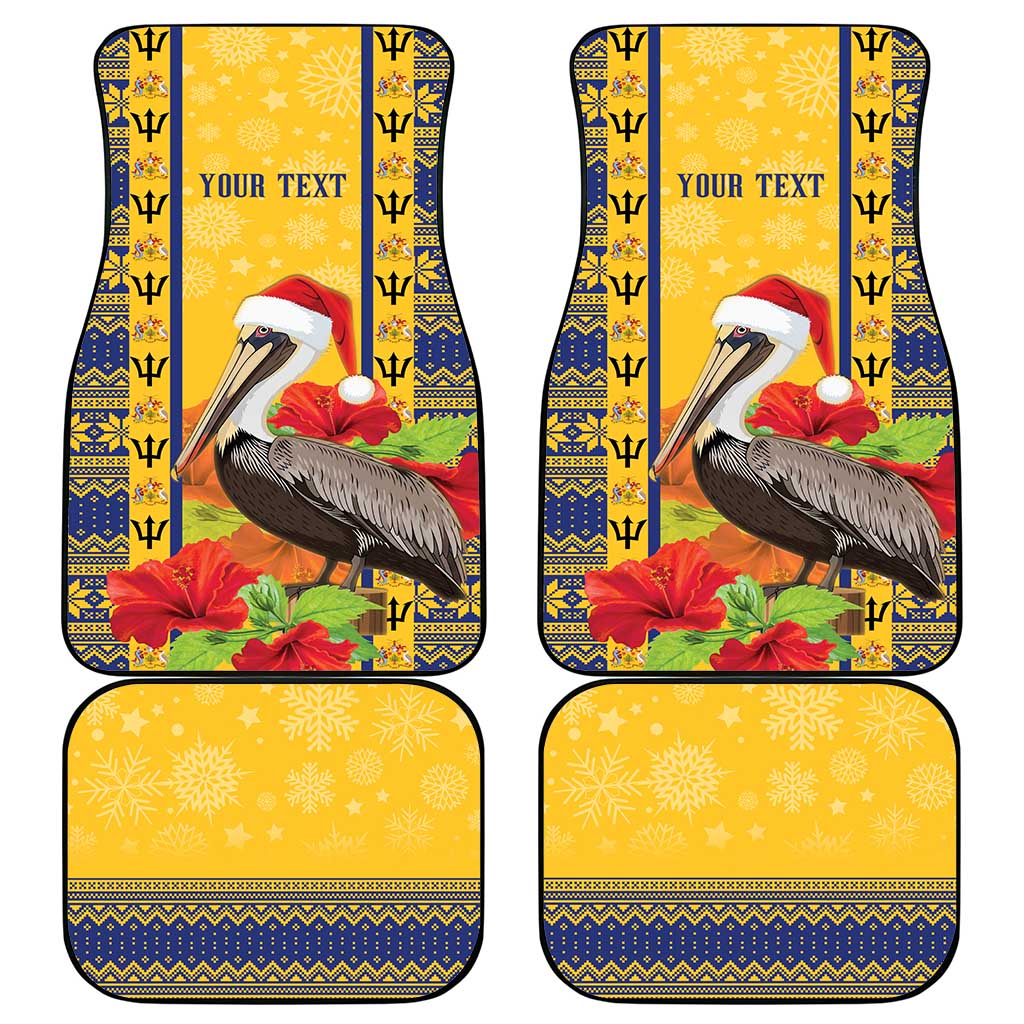 Personalized Barbados Christmas Car Mats Bajan Xmas Brown Pelican Santa - Wonder Print Shop