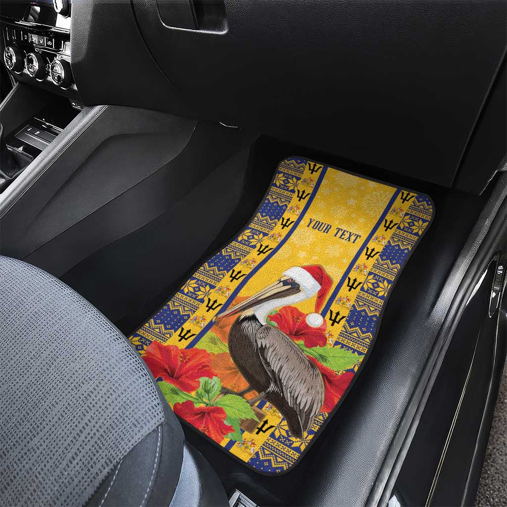 Personalized Barbados Christmas Car Mats Bajan Xmas Brown Pelican Santa - Wonder Print Shop