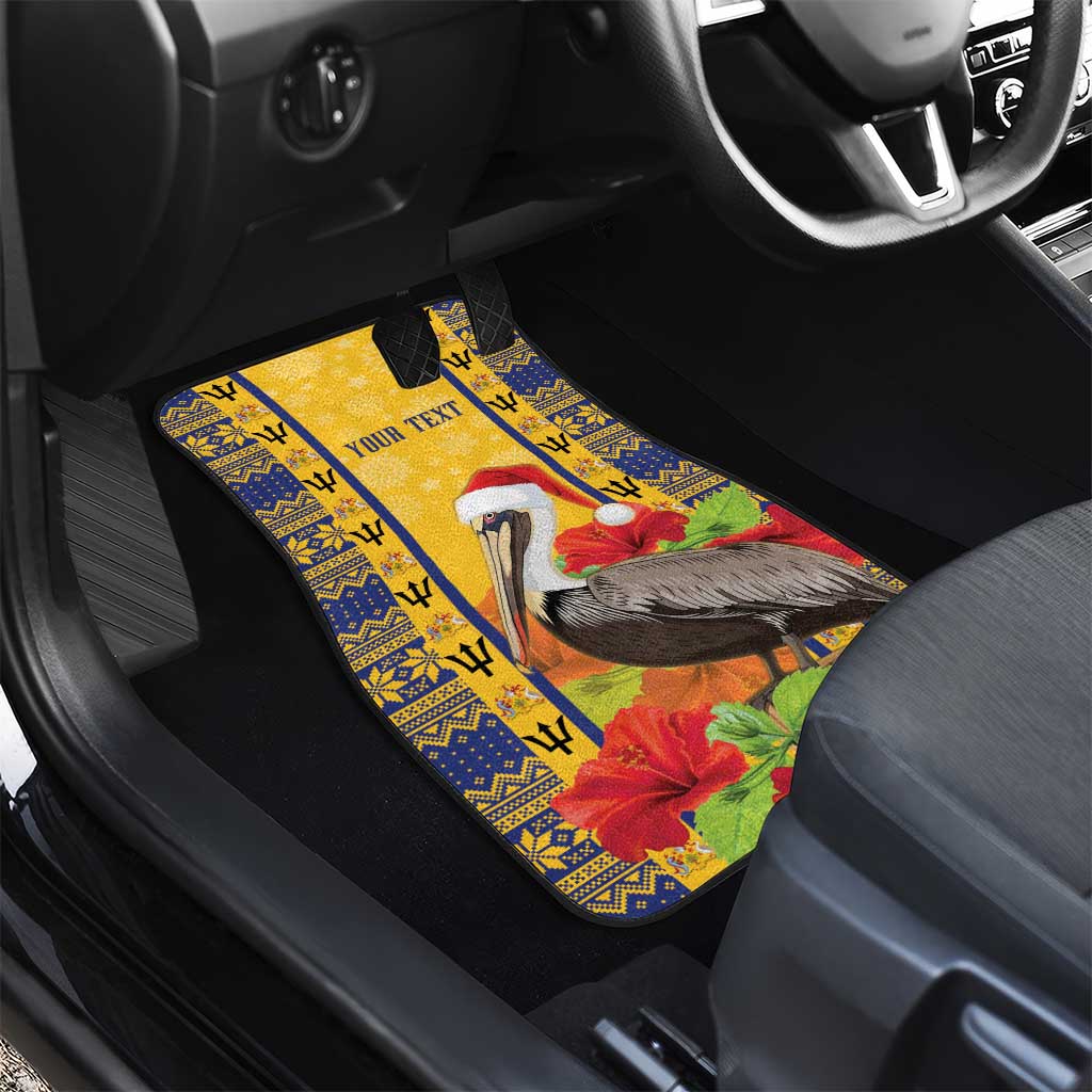 Personalized Barbados Christmas Car Mats Bajan Xmas Brown Pelican Santa - Wonder Print Shop