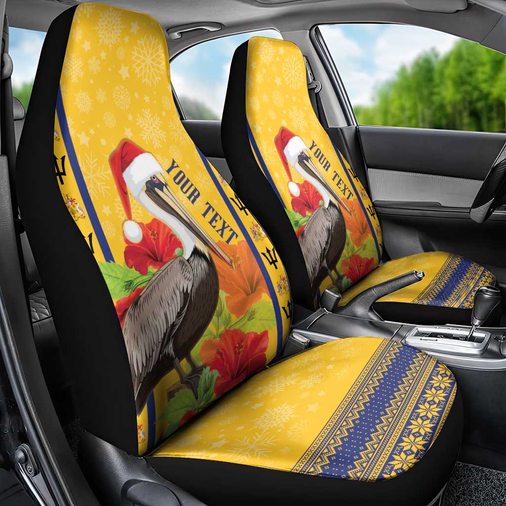 Personalized Barbados Christmas Car Seat Cover Bajan Xmas Brown Pelican Santa - Wonder Print Shop
