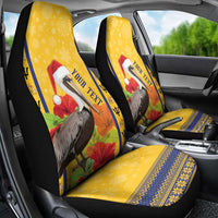 Personalized Barbados Christmas Car Seat Cover Bajan Xmas Brown Pelican Santa - Wonder Print Shop