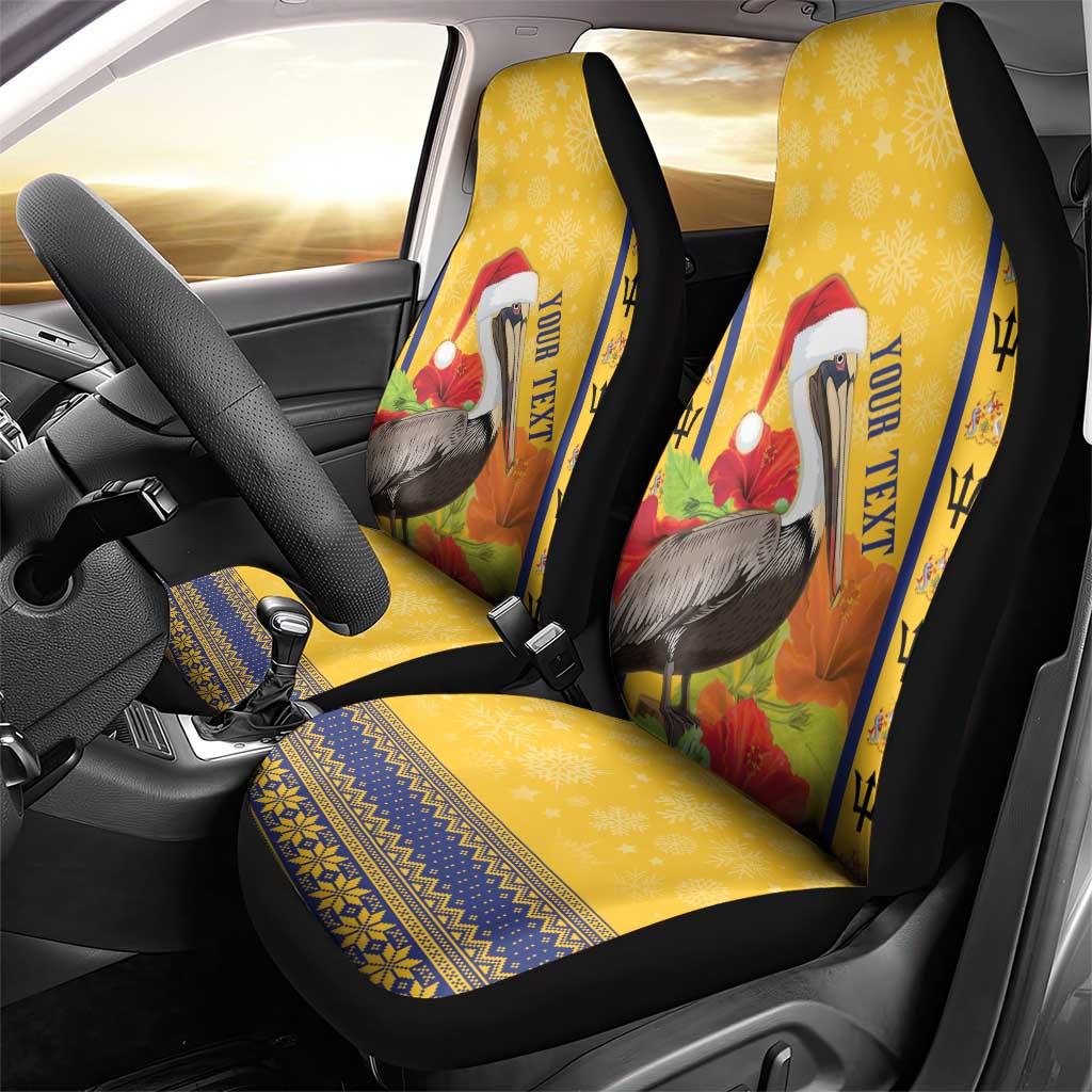 Personalized Barbados Christmas Car Seat Cover Bajan Xmas Brown Pelican Santa - Wonder Print Shop