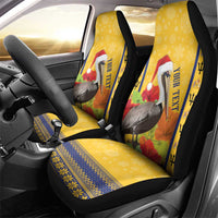 Personalized Barbados Christmas Car Seat Cover Bajan Xmas Brown Pelican Santa - Wonder Print Shop