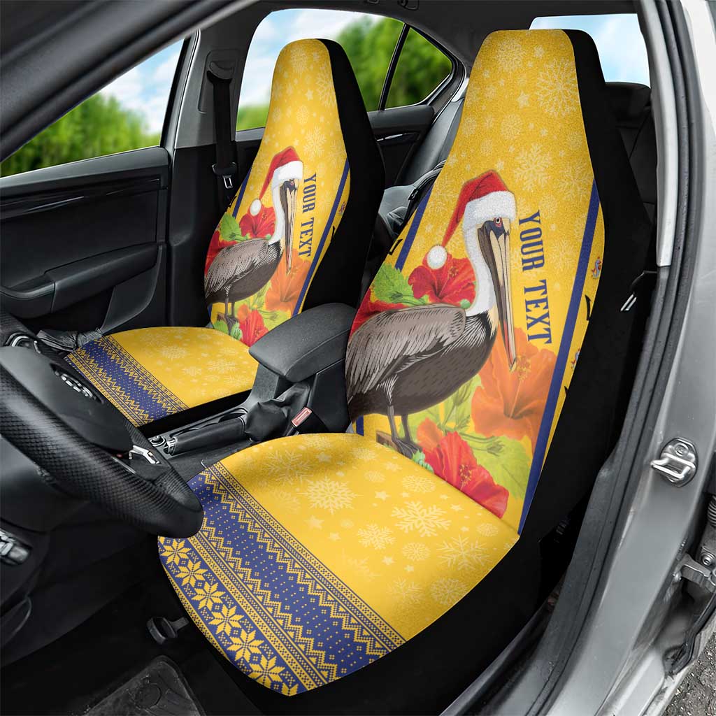 Personalized Barbados Christmas Car Seat Cover Bajan Xmas Brown Pelican Santa - Wonder Print Shop
