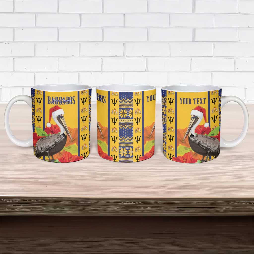Personalized Barbados Christmas Ceramic Mug Bajan Xmas Brown Pelican Santa - Wonder Print Shop