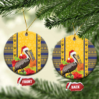 Personalized Barbados Christmas Ceramic Ornament Bajan Xmas Brown Pelican Santa - Wonder Print Shop