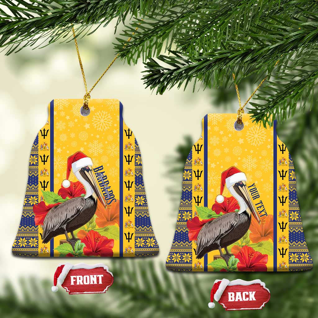 Personalized Barbados Christmas Ceramic Ornament Bajan Xmas Brown Pelican Santa - Wonder Print Shop