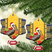 Personalized Barbados Christmas Ceramic Ornament Bajan Xmas Brown Pelican Santa - Wonder Print Shop