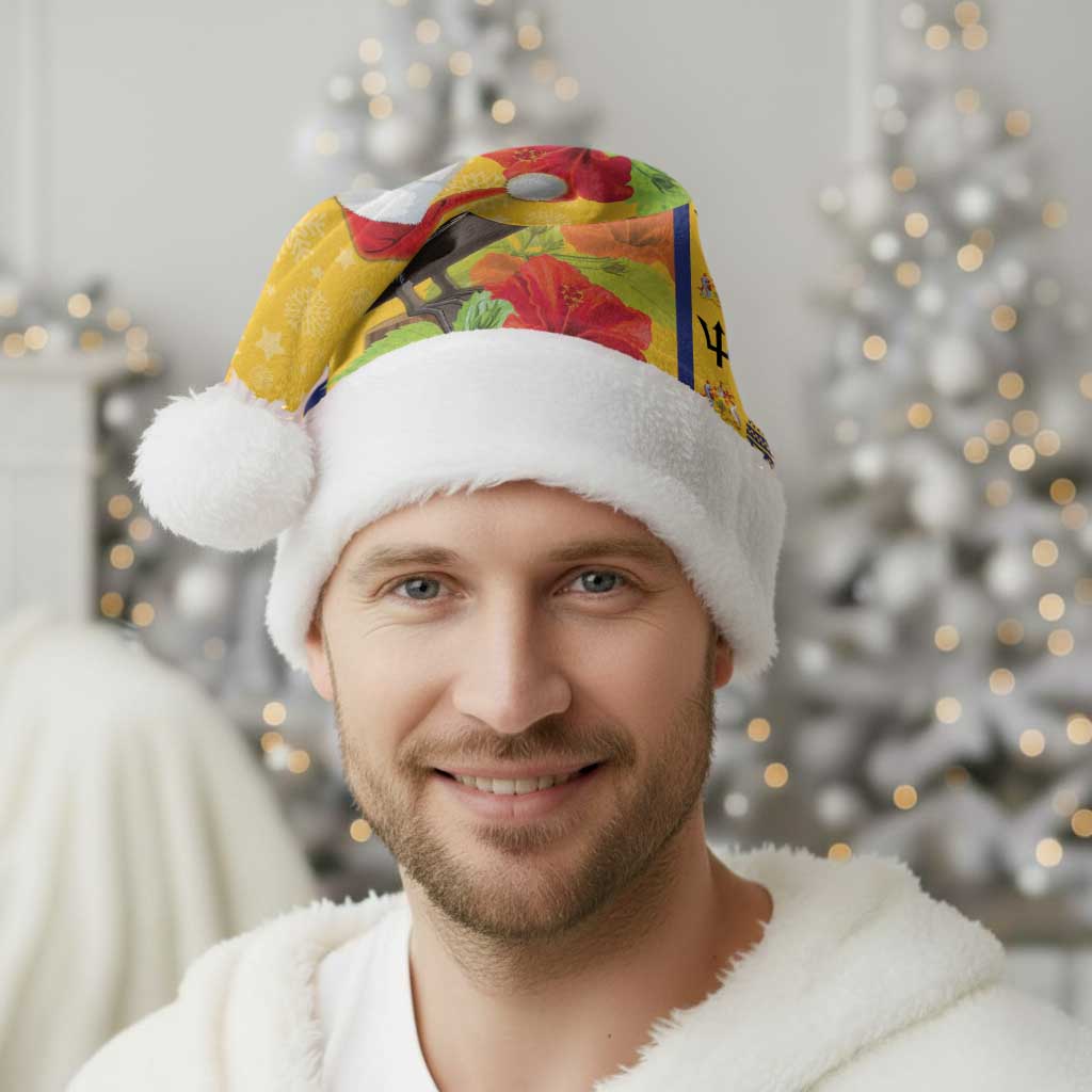 Personalized Barbados Christmas Santa Hat Bajan Xmas Brown Pelican Santa - Wonder Print Shop