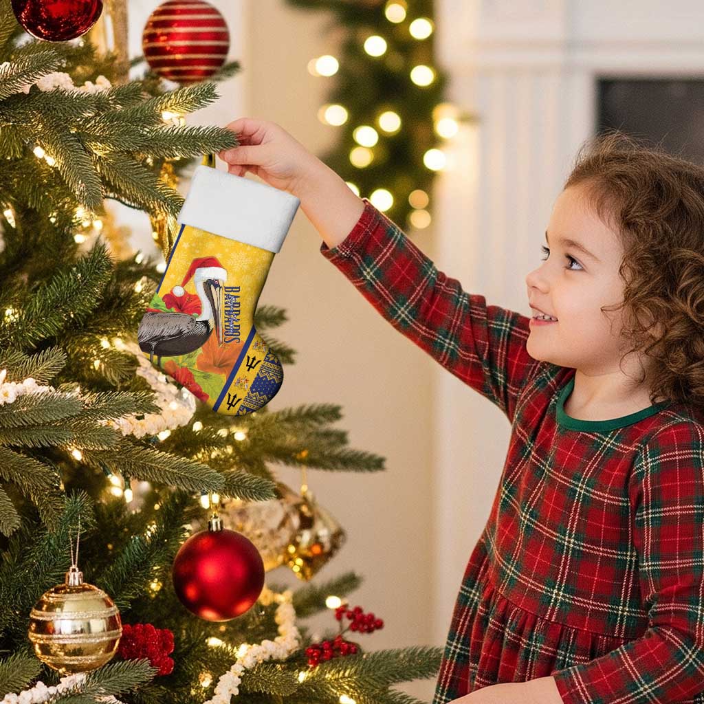 Personalized Barbados Christmas Stocking Bajan Xmas Brown Pelican Santa - Wonder Print Shop