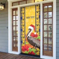 Personalized Barbados Christmas Door Cover Bajan Xmas Brown Pelican Santa - Wonder Print Shop