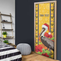 Personalized Barbados Christmas Door Cover Bajan Xmas Brown Pelican Santa - Wonder Print Shop