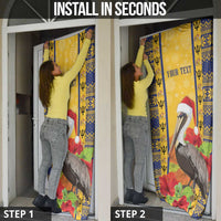 Personalized Barbados Christmas Door Cover Bajan Xmas Brown Pelican Santa - Wonder Print Shop