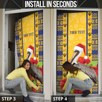 Personalized Barbados Christmas Door Cover Bajan Xmas Brown Pelican Santa - Wonder Print Shop