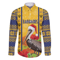 Personalized Barbados Christmas Family Matching Off Shoulder Maxi Dress and Hawaiian Shirt Bajan Xmas Brown Pelican Santa - Wonder Print Shop