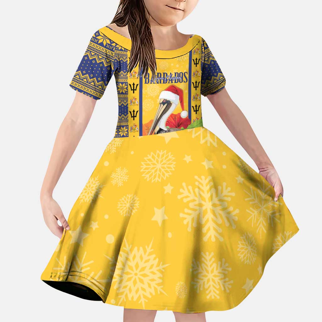 Personalized Barbados Christmas Family Matching Puletasi and Hawaiian Shirt Bajan Xmas Brown Pelican Santa - Wonder Print Shop