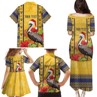 Personalized Barbados Christmas Family Matching Puletasi and Hawaiian Shirt Bajan Xmas Brown Pelican Santa - Wonder Print Shop