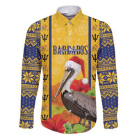 Personalized Barbados Christmas Family Matching Short Sleeve Bodycon Dress and Hawaiian Shirt Bajan Xmas Brown Pelican Santa - Wonder Print Shop