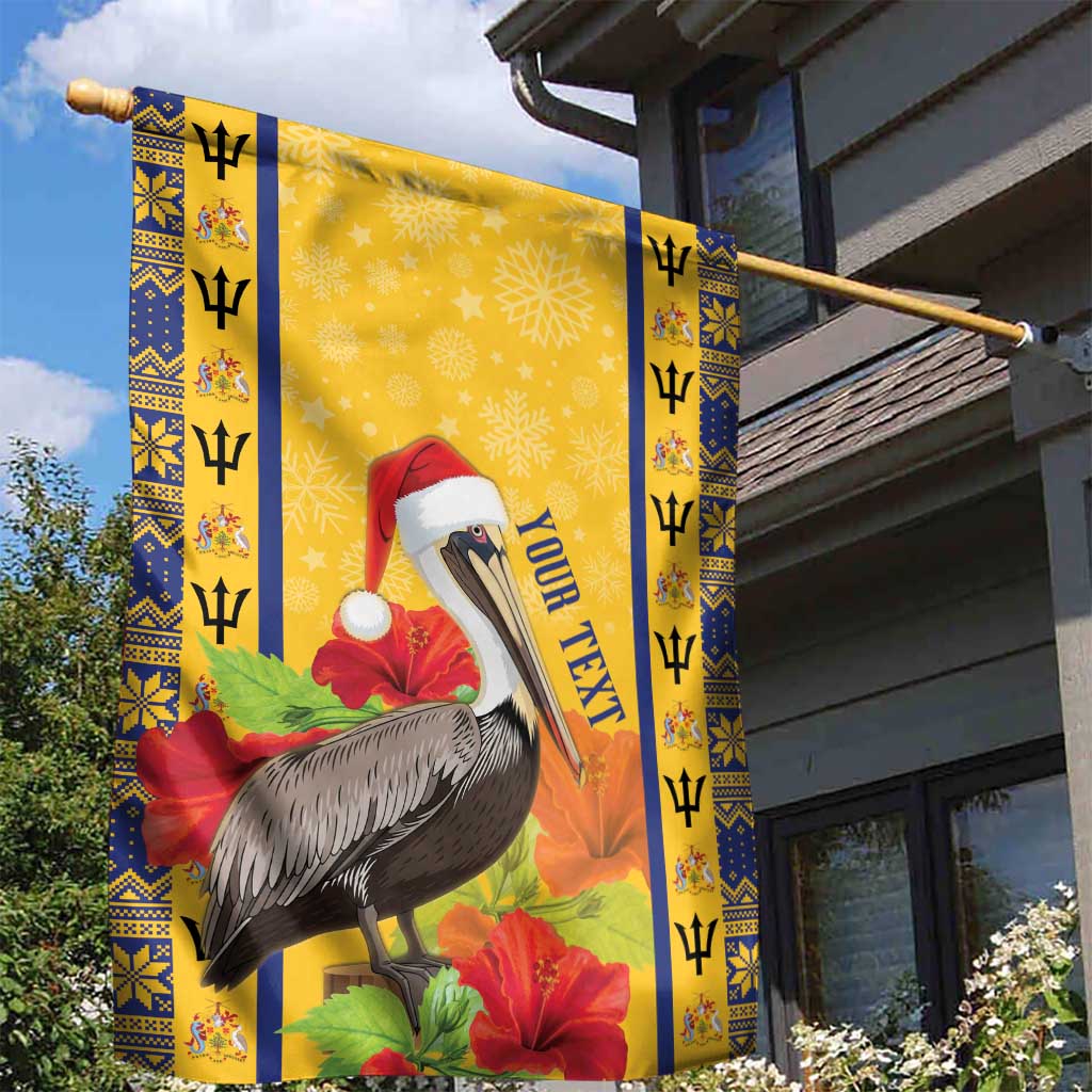 Personalized Barbados Christmas Garden Flag Bajan Xmas Brown Pelican Santa - Wonder Print Shop