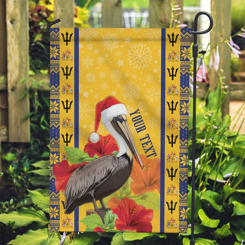 Personalized Barbados Christmas Garden Flag Bajan Xmas Brown Pelican Santa - Wonder Print Shop