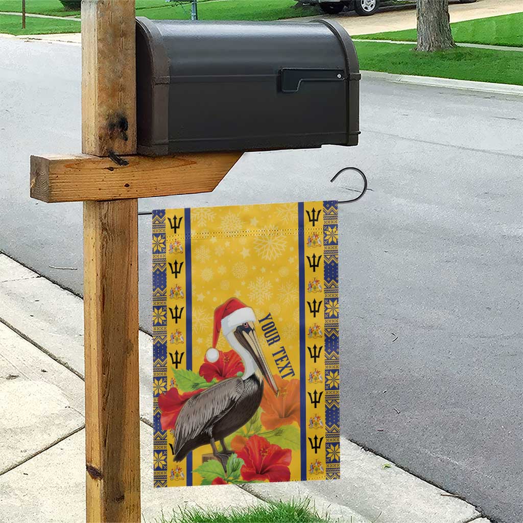 Personalized Barbados Christmas Garden Flag Bajan Xmas Brown Pelican Santa - Wonder Print Shop