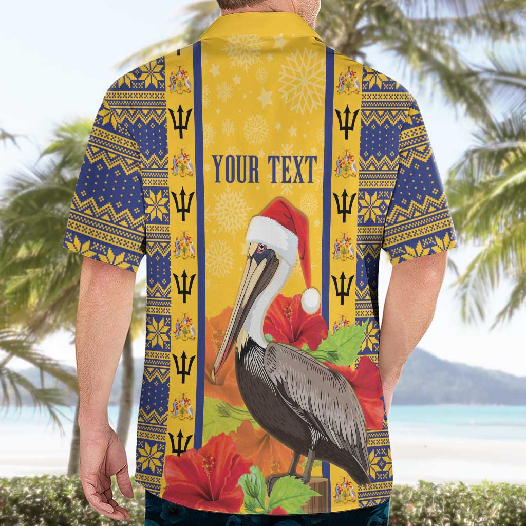 Personalized Barbados Christmas Hawaiian Shirt Bajan Xmas Brown Pelican Santa - Wonder Print Shop