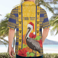 Personalized Barbados Christmas Hawaiian Shirt Bajan Xmas Brown Pelican Santa - Wonder Print Shop