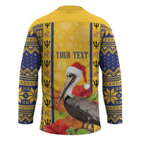 Personalized Barbados Christmas Hockey Jersey Bajan Xmas Brown Pelican Santa - Wonder Print Shop