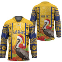 Personalized Barbados Christmas Hockey Jersey Bajan Xmas Brown Pelican Santa - Wonder Print Shop
