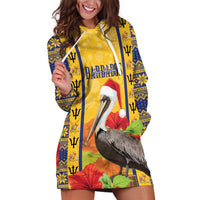 Personalized Barbados Christmas Hoodie Dress Bajan Xmas Brown Pelican Santa - Wonder Print Shop