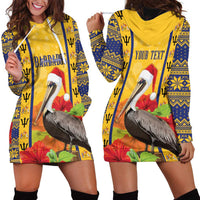 Personalized Barbados Christmas Hoodie Dress Bajan Xmas Brown Pelican Santa - Wonder Print Shop