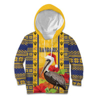Personalized Barbados Christmas Kid Hoodie Bajan Xmas Brown Pelican Santa - Wonder Print Shop