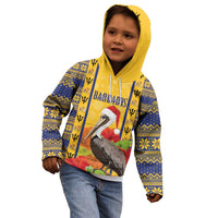 Personalized Barbados Christmas Kid Hoodie Bajan Xmas Brown Pelican Santa - Wonder Print Shop